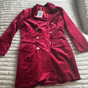 Elegant Red Velvet Women's Coat